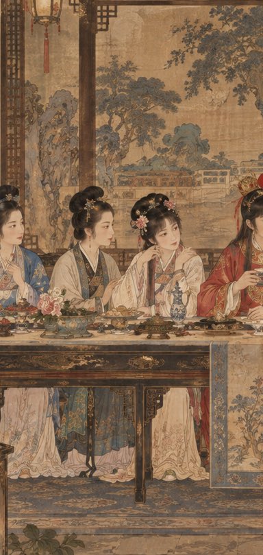 红楼梦群芳夜宴：最后的晚餐构图 - 图 4