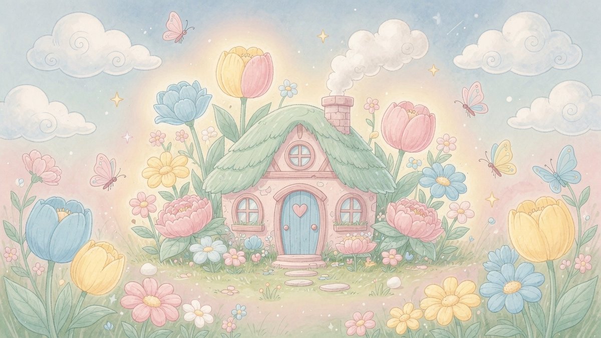 梦幻花田小屋：粉彩童话水彩风