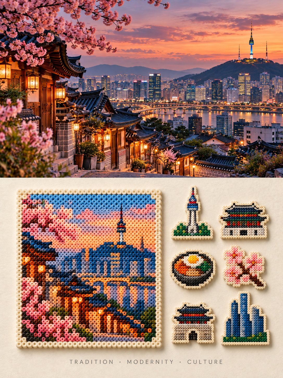 拼豆像素风旅行杂志封面 - 图 2