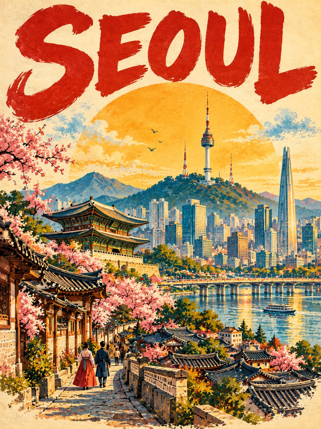 竖版复古旅行海报定格地标剪影 - 图 2