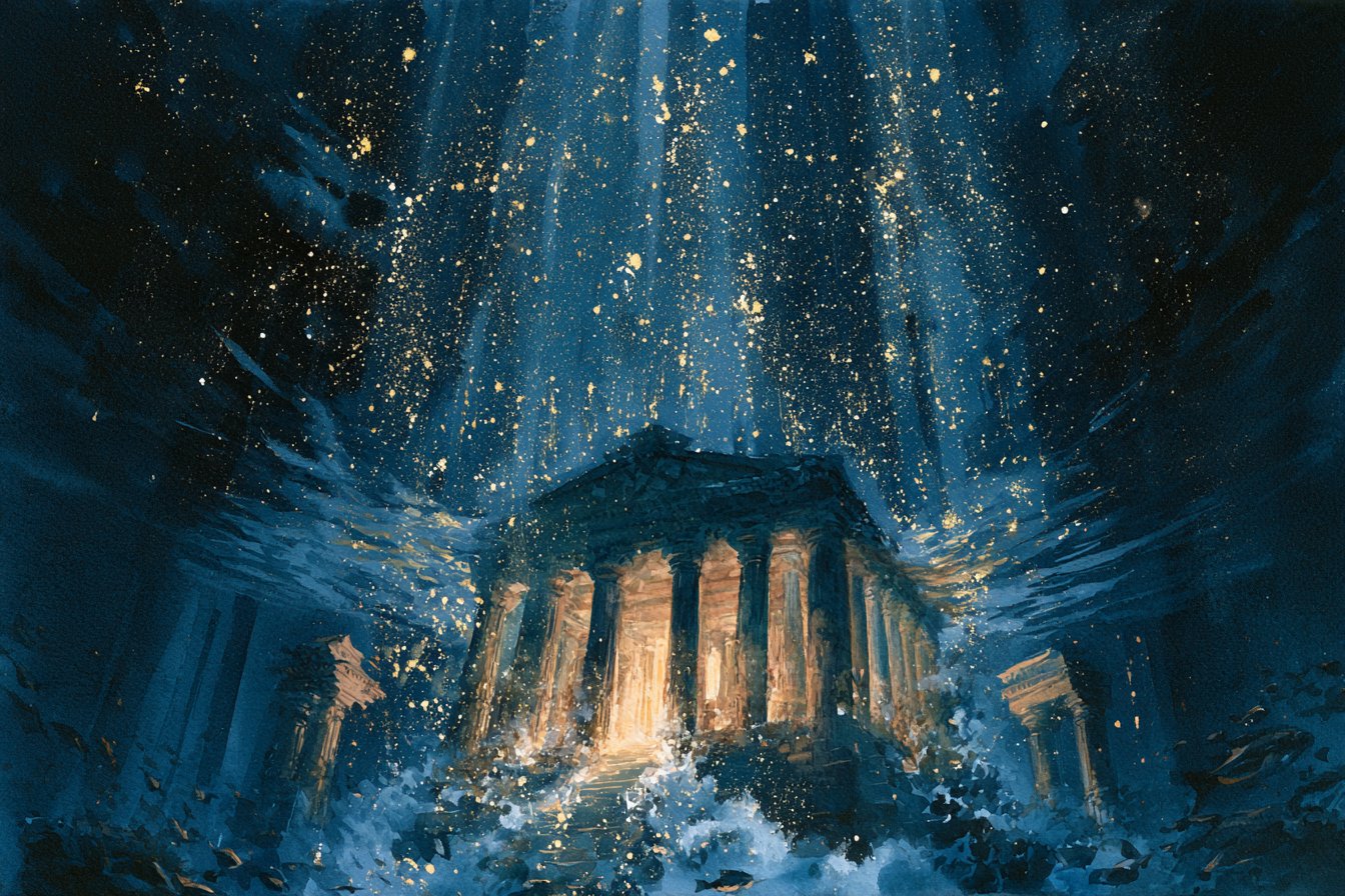 青绿水彩梦境中穿梭水面的海龟 - 图 4