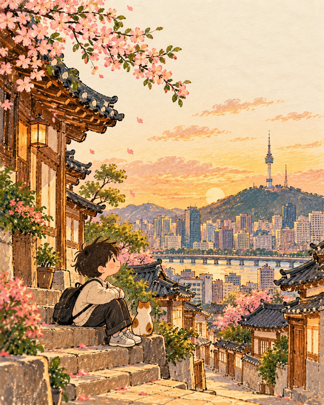 竖版极简风城市旅行视觉插画 - 图 2