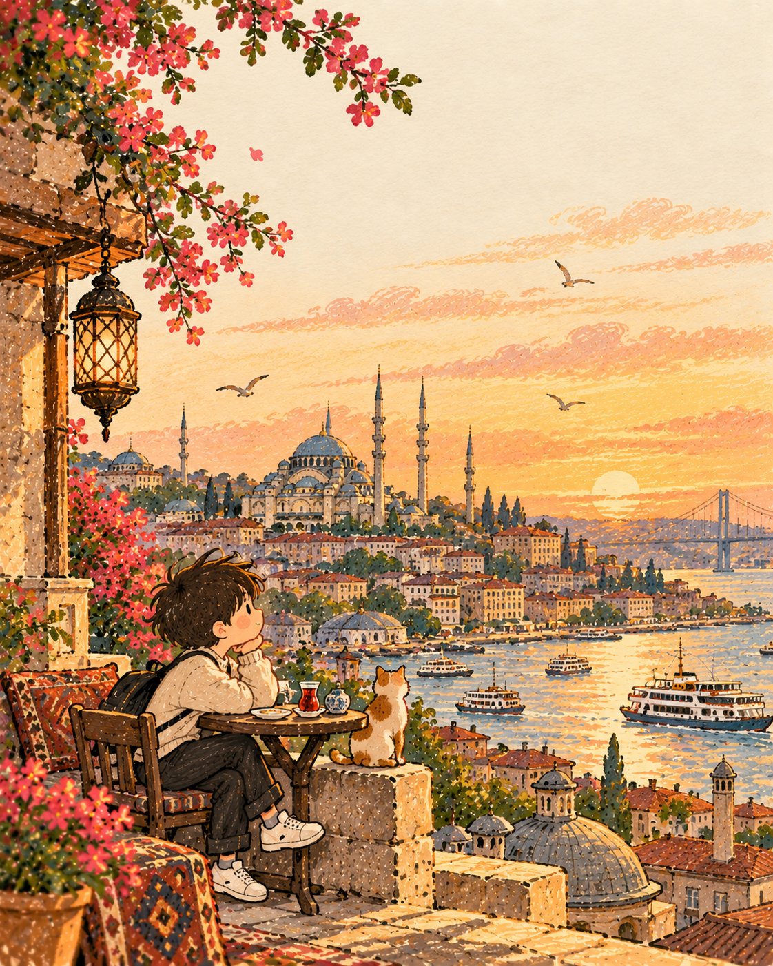 竖版极简风城市旅行视觉插画 - 图 3