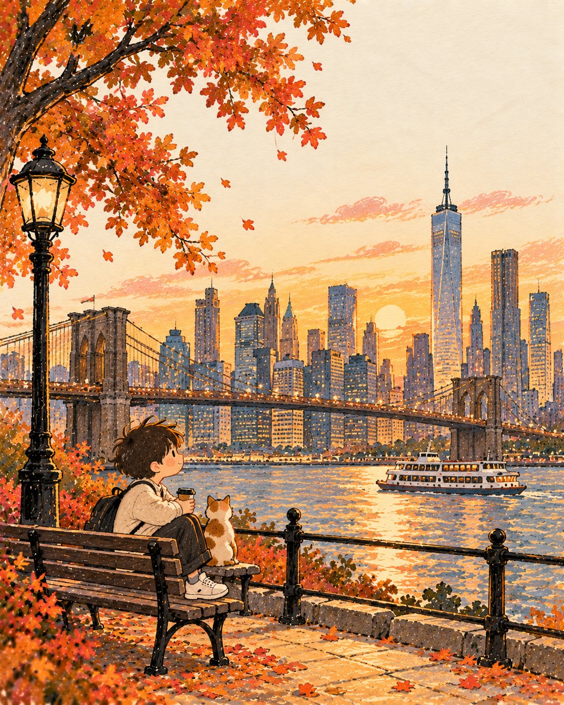 竖版极简风城市旅行视觉插画 - 图 4