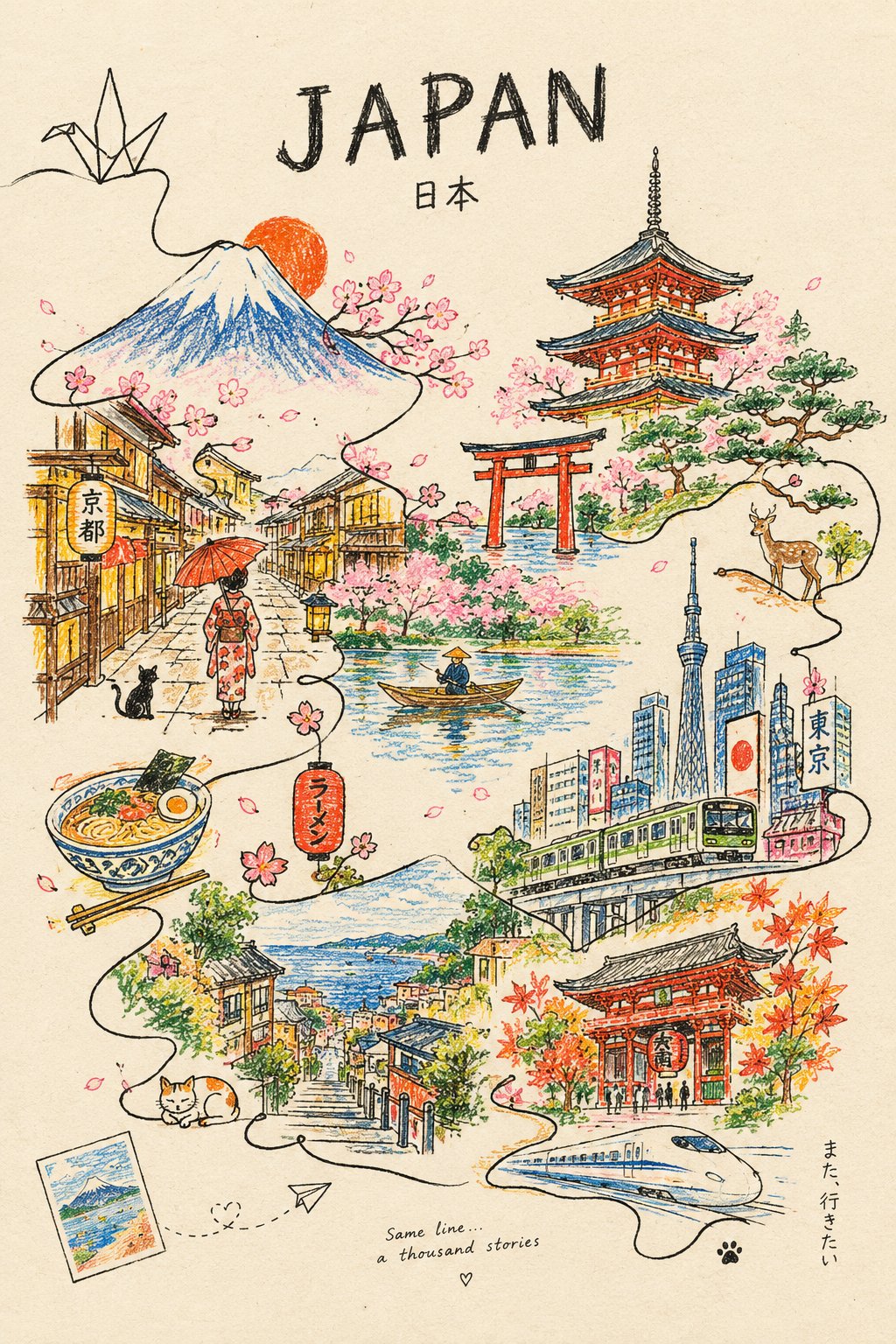 一笔画出的彩铅蜡笔奇幻城市 - 图 2