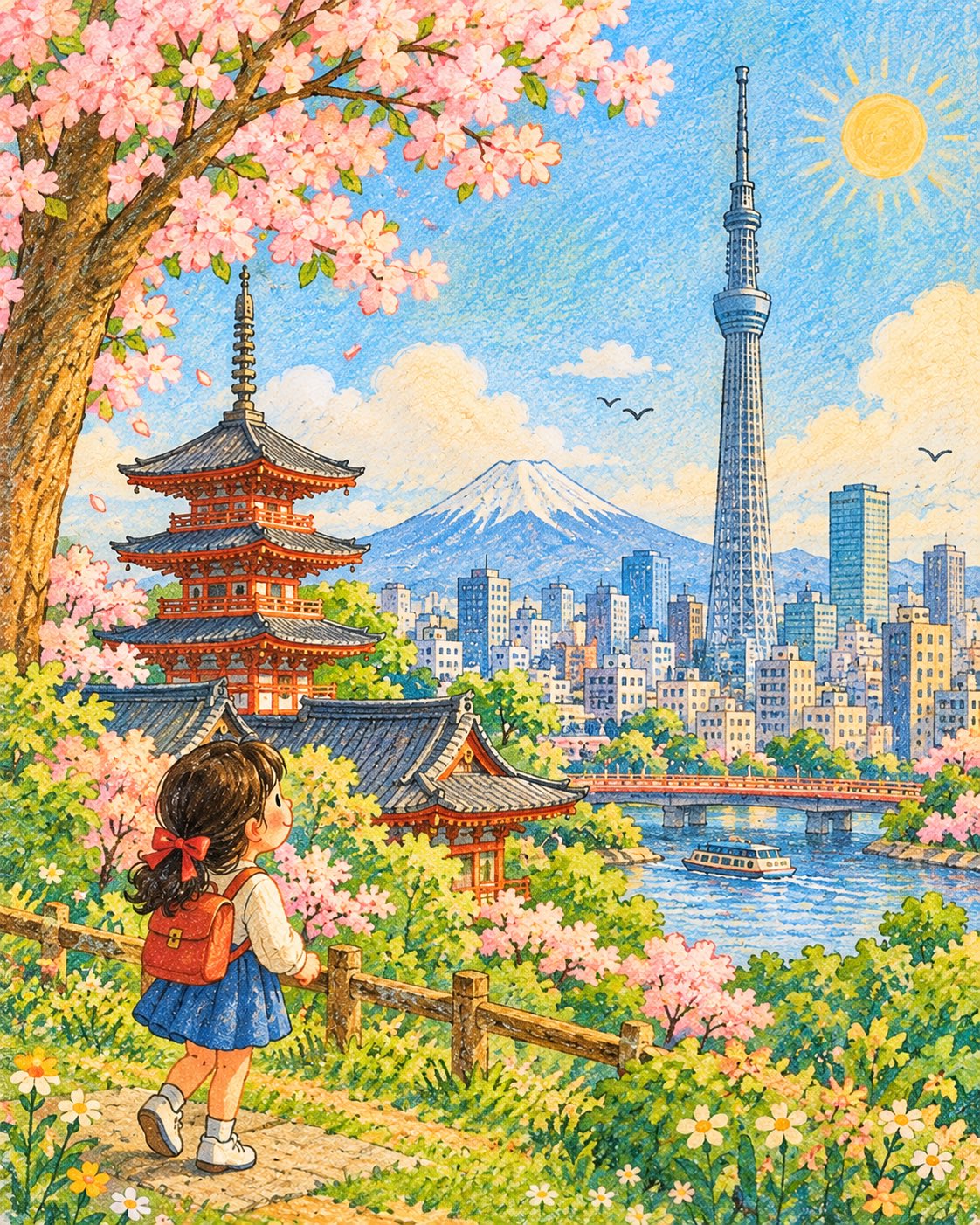 阳光乡村里的复古绘本风地标 - 图 2