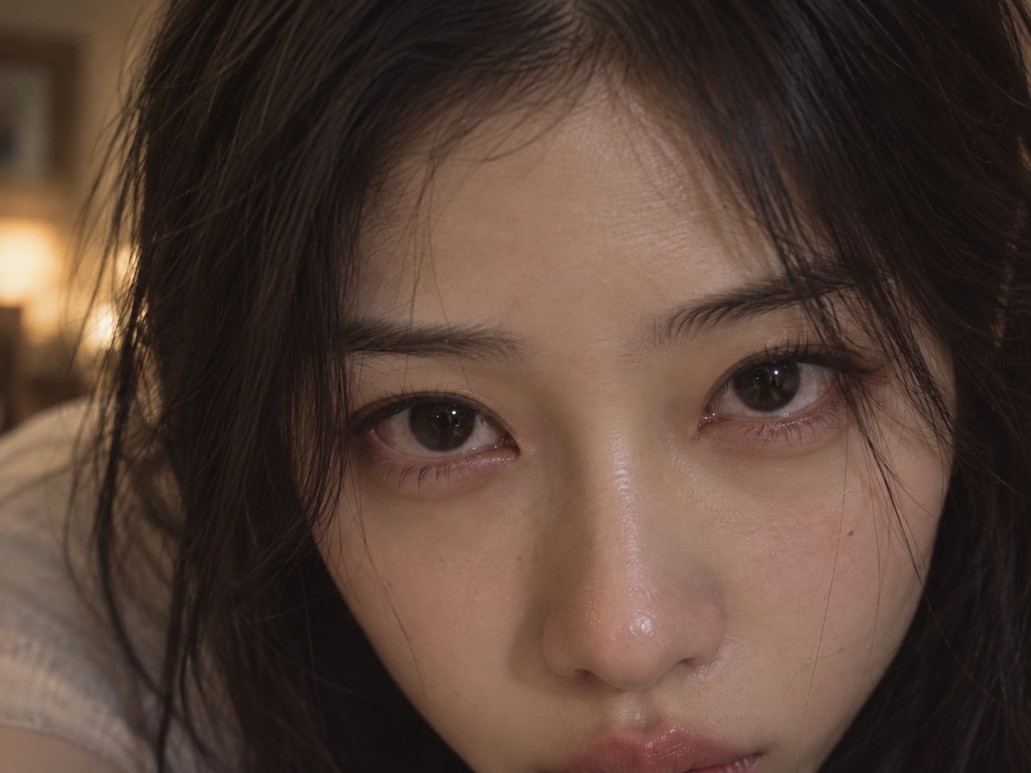 黑长直少女低头凝视镜头的深情瞬间 - 图 2