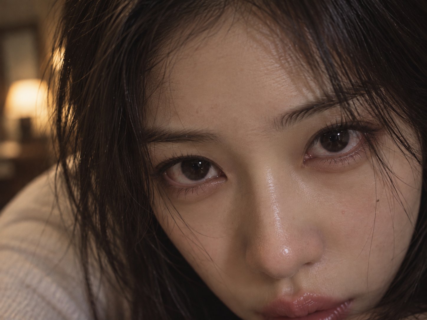 黑长直少女低头凝视镜头的深情瞬间 - 图 3