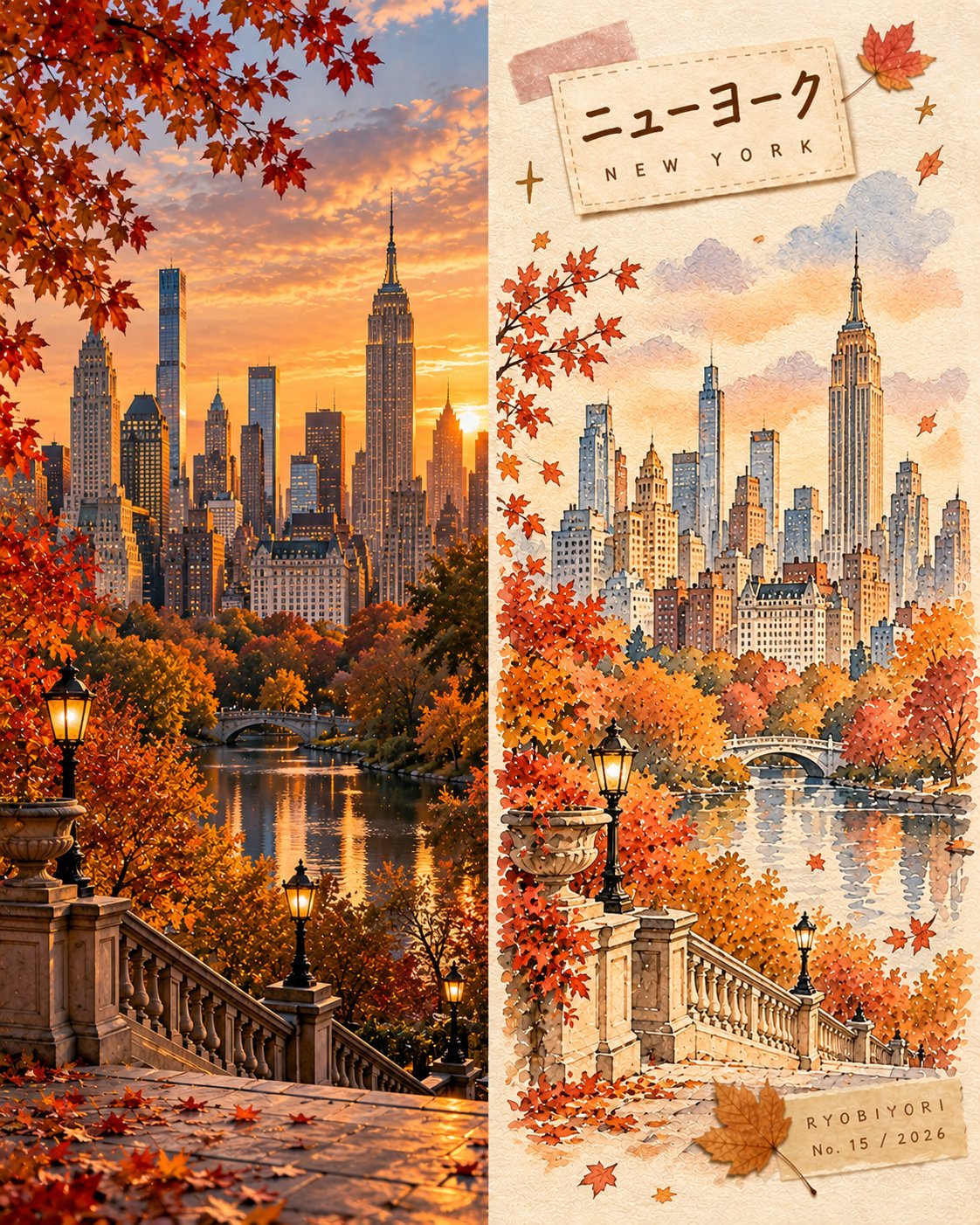 夹着银杏落叶的复古旅行手账 - 图 4