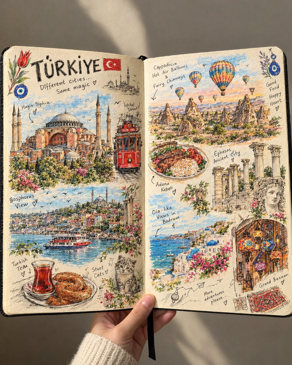 微瑕边缘的象牙色手绘旅行手帐 - 图 3