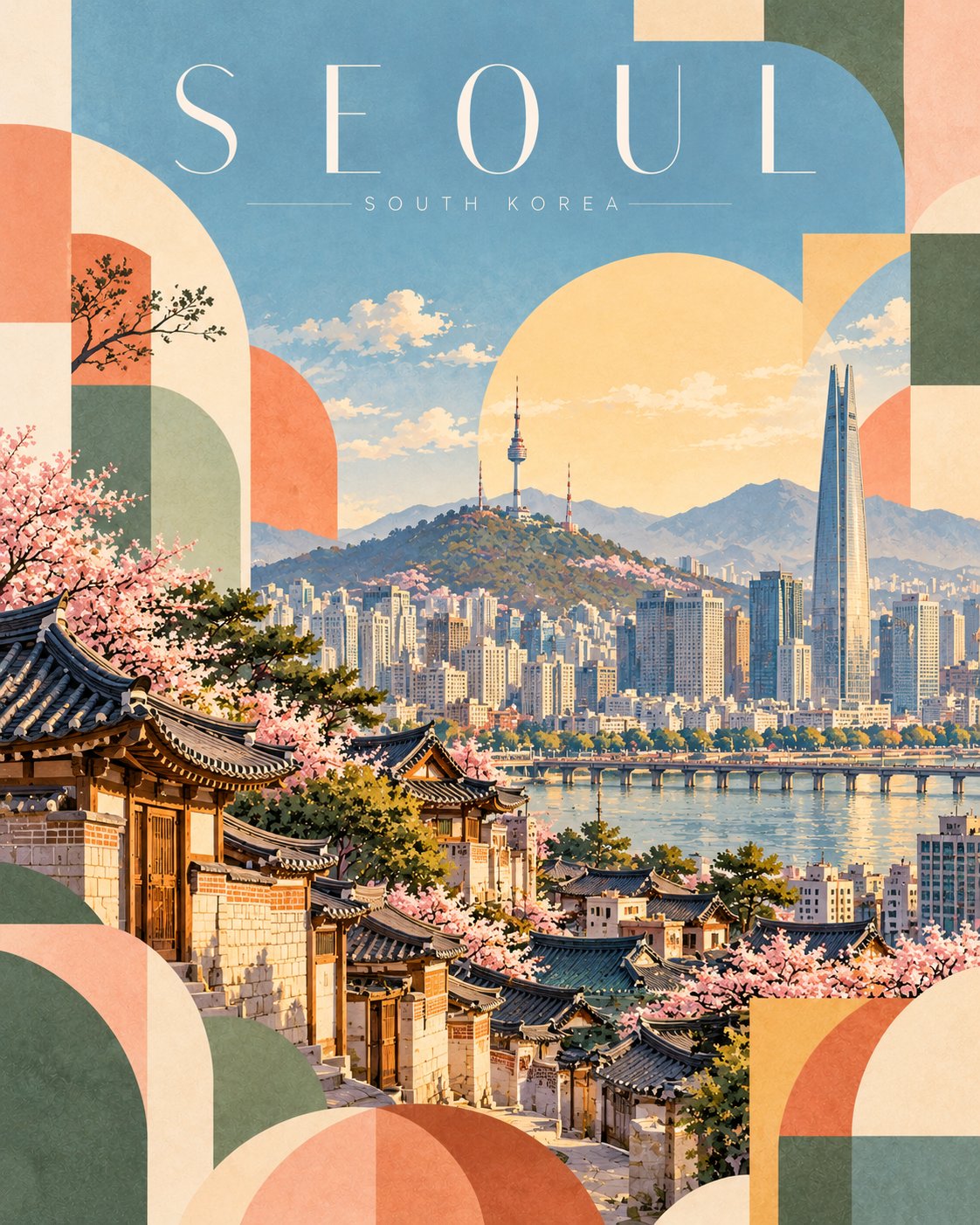 几何色块重构的竖版城市旅行海报 - 图 2