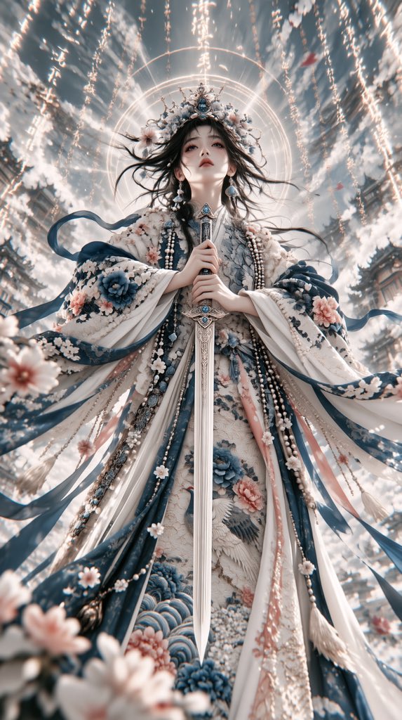 电影感光影下的中国天界剑仙少女
