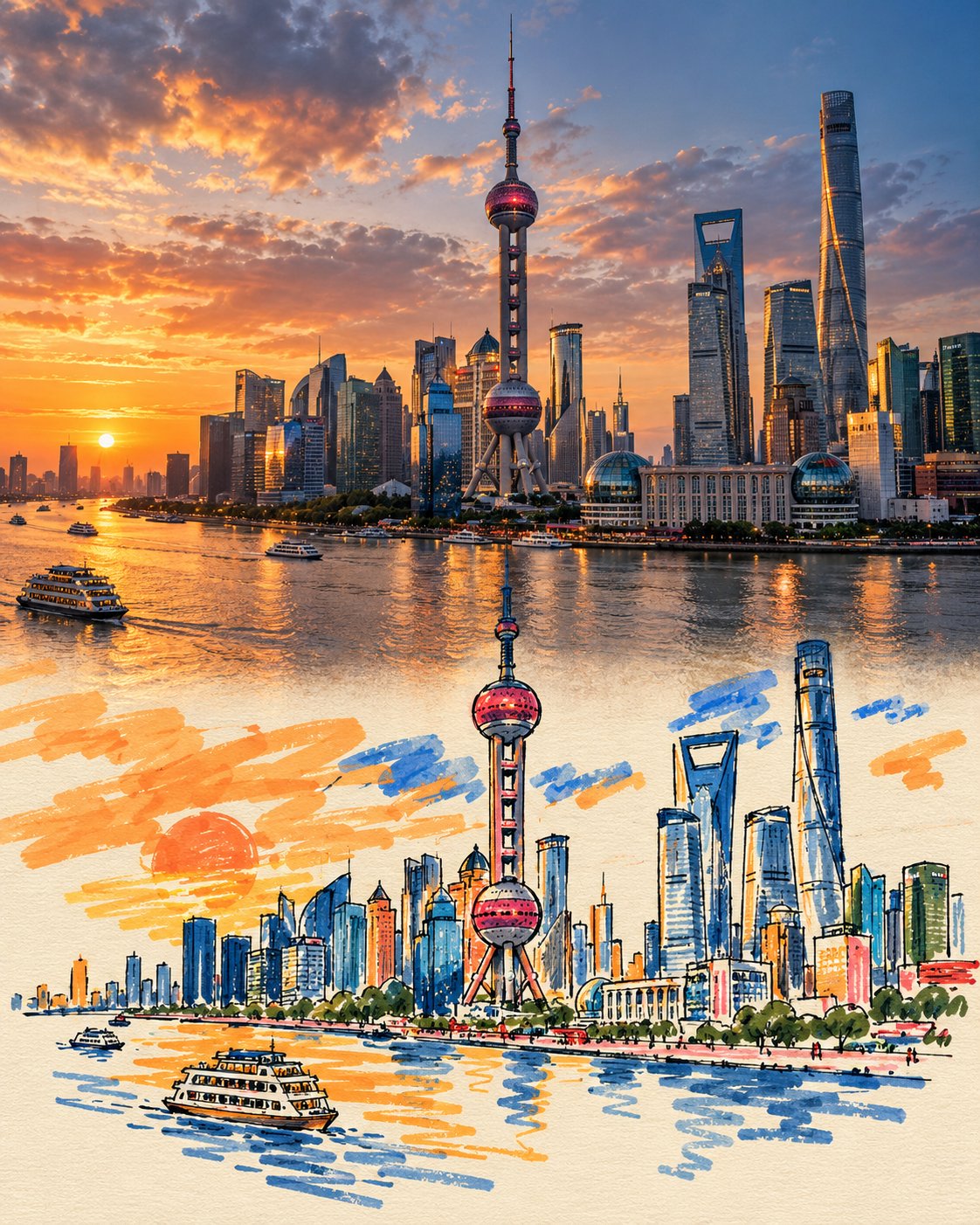 全画幅竖版街头涂鸦风旅行海报