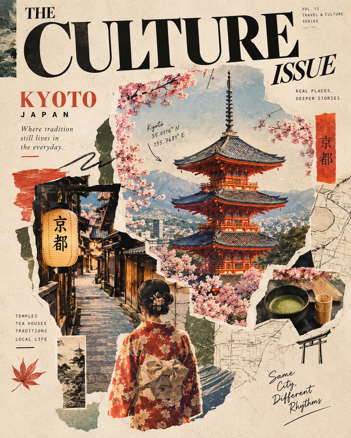 复古剪贴簿拼贴风的旅行杂志封面 - 图 2