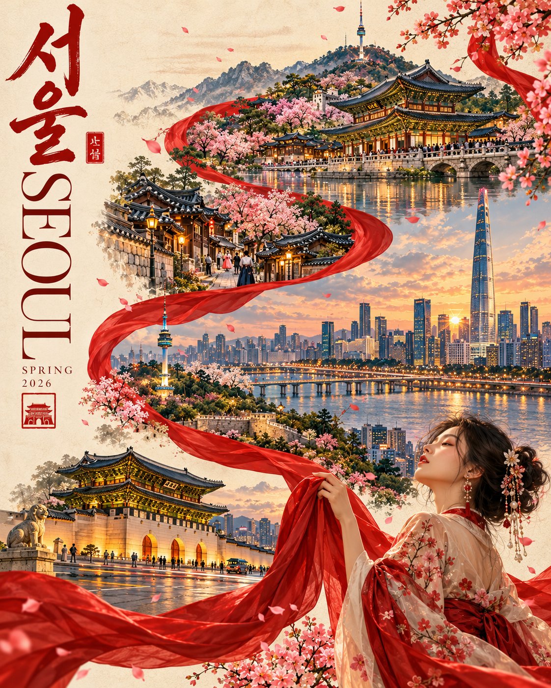 融合传统优雅的亚洲风旅行海报 - 图 2