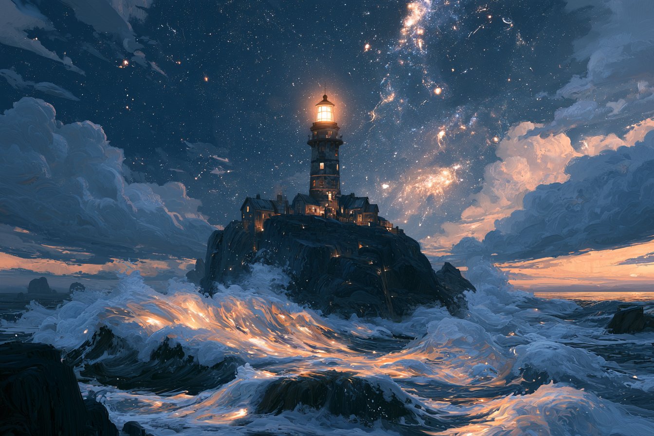 靛蓝碎金交织的梦幻星海孤舟 - 图 3