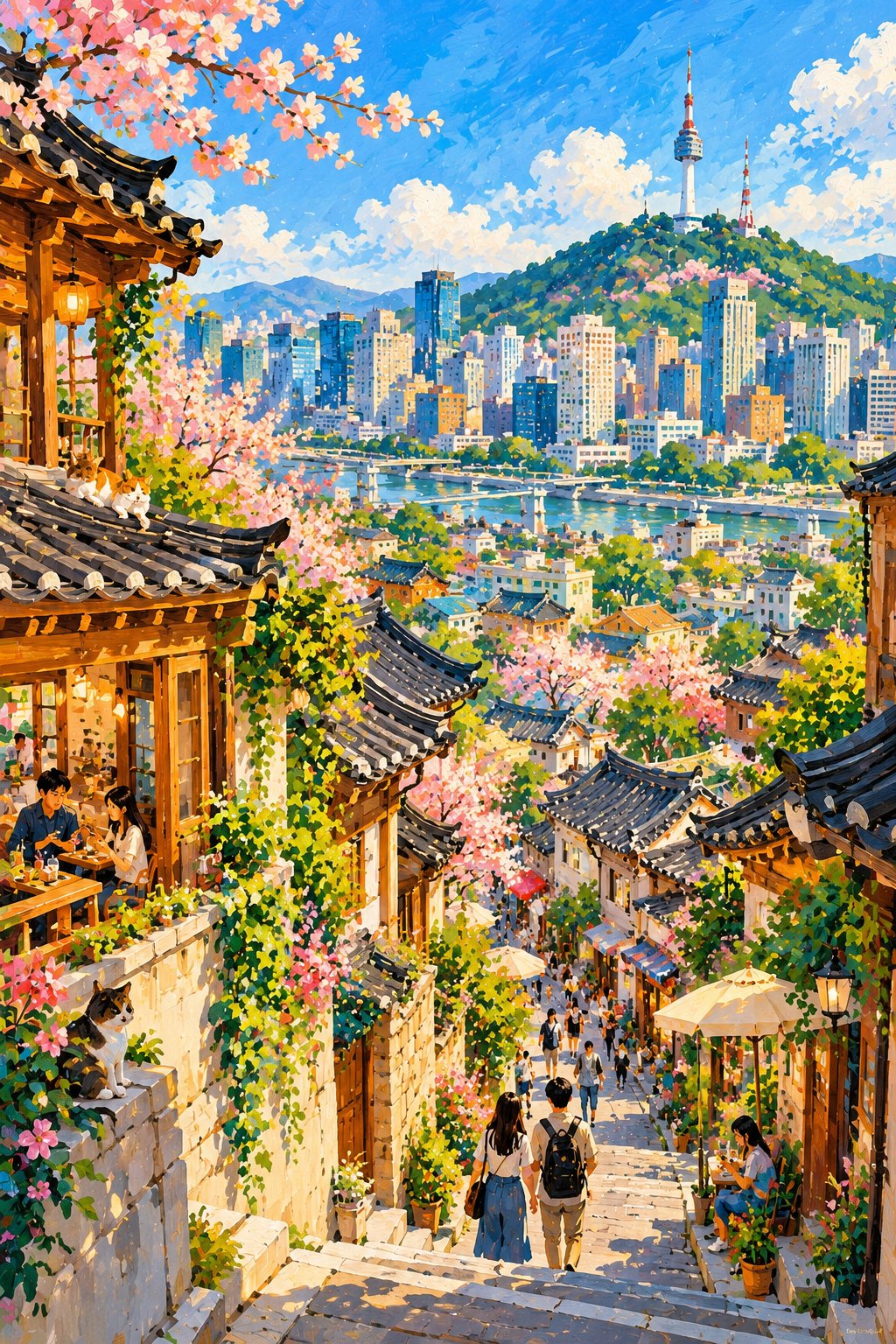 阳光水粉晕染的奇幻童话小镇 - 图 2