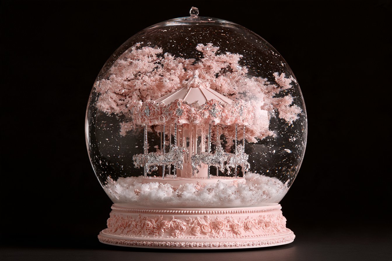冰蓝月光下的微缩哥特城堡雪球奇境 - 图 2