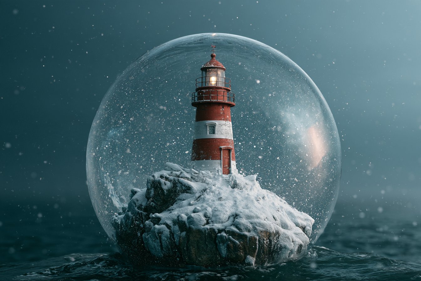 冰蓝月光下的微缩哥特城堡雪球奇境 - 图 3