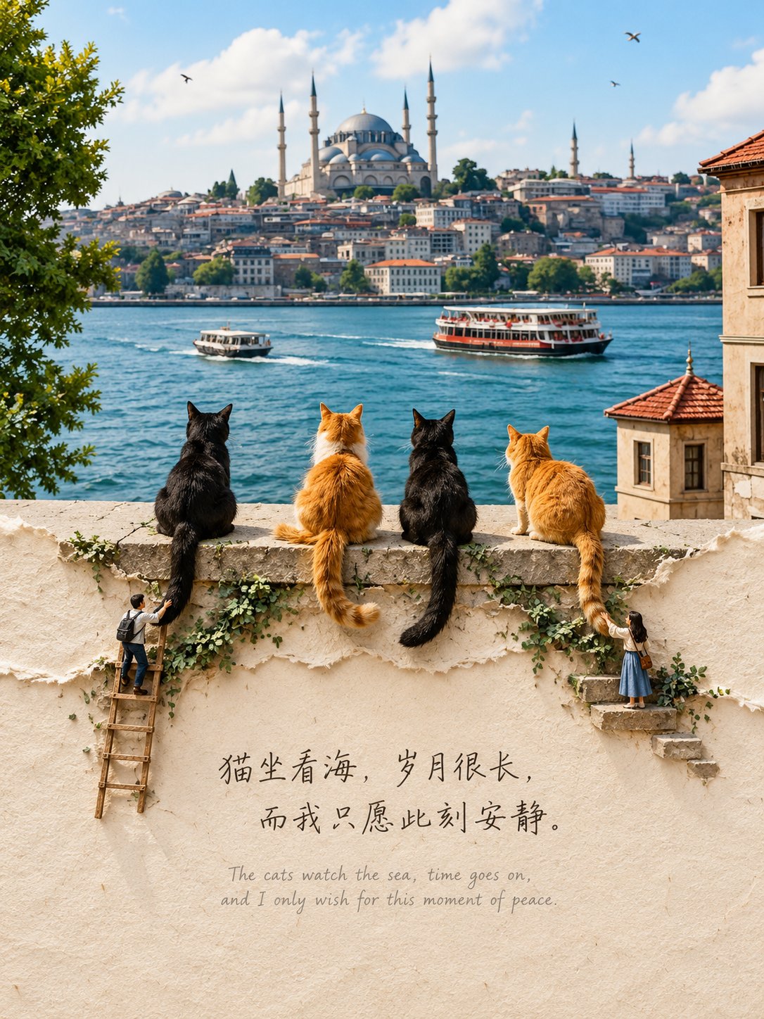 上半照片下半暖色撕边手工纸