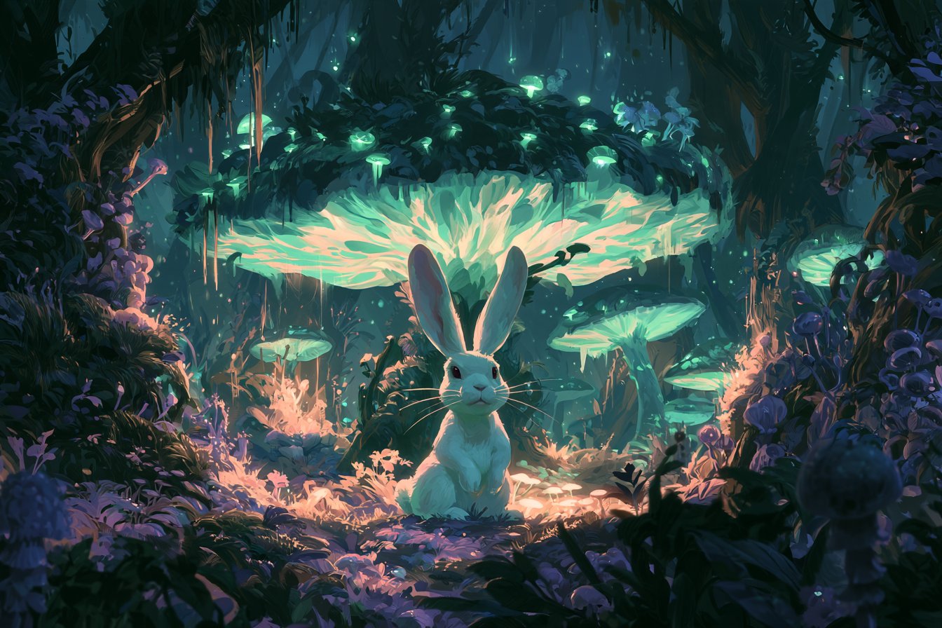 蕨叶缠绕沉睡狐狸的奇幻插画 - 图 3