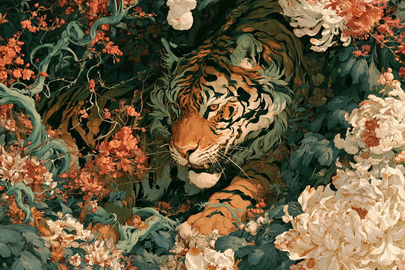 蕨叶缠绕沉睡狐狸的奇幻插画 - 图 4