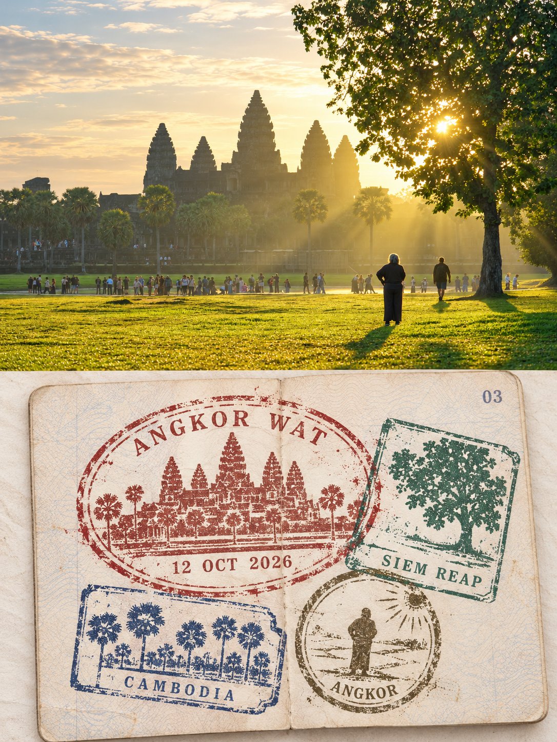 一半自然实景一半护照印章的拼贴画 - 图 3